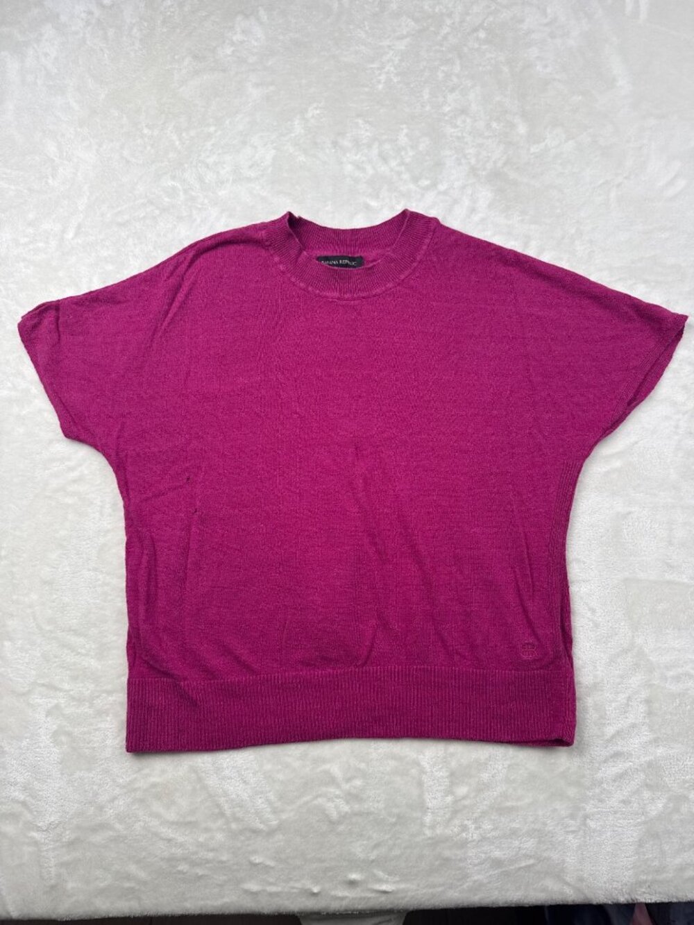 Banana Republic Womens Linen Blend Dolman Short Sleeve Sweater M Berry Pink